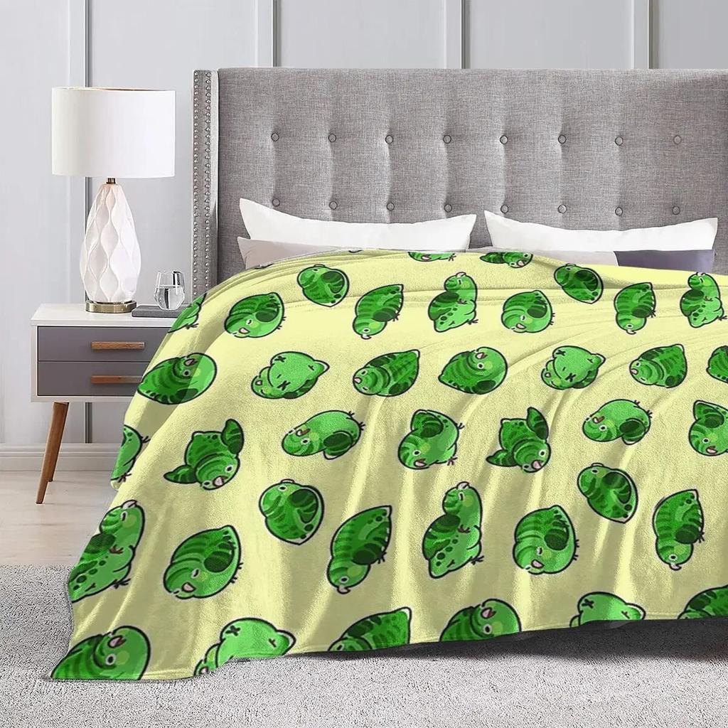 Linnie Doots - Green On Yellow Blankets Soft Warm Flannel Throw Blanket Bedding for Bed Living Room Picnic Travel Home Couch