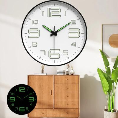 10 Inch Modern Glow In The Dark Wall Clock Non-Ticking Silent Movement Night Light Clock Decorative for Home Living Room Office