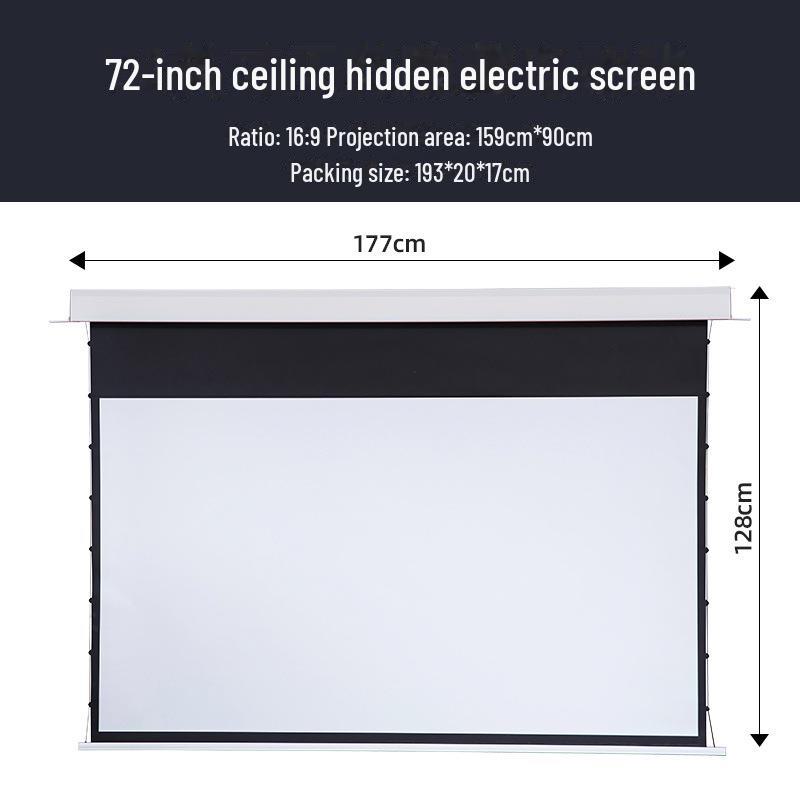Concealed Ceiling Electric Lifting Projector Screen - High-Definition Pull-Wire Design