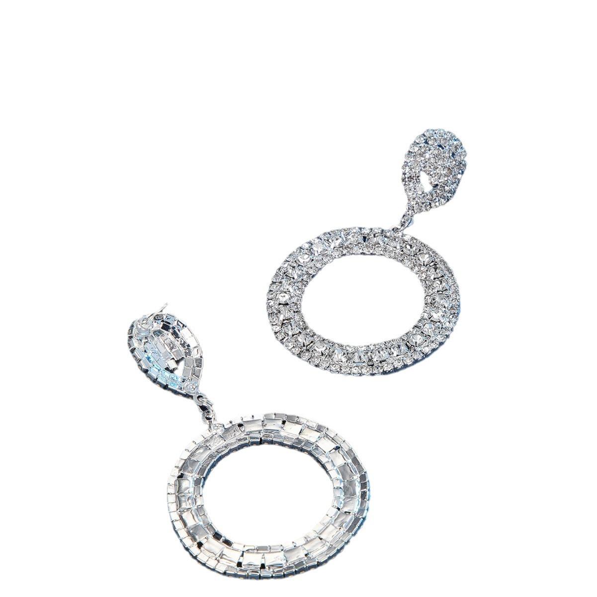 

Роскошные серьги-пусеты с бриллиантами, геометрические, круглые, женские, свадебные, для ужина, персонализированная мода серебряный