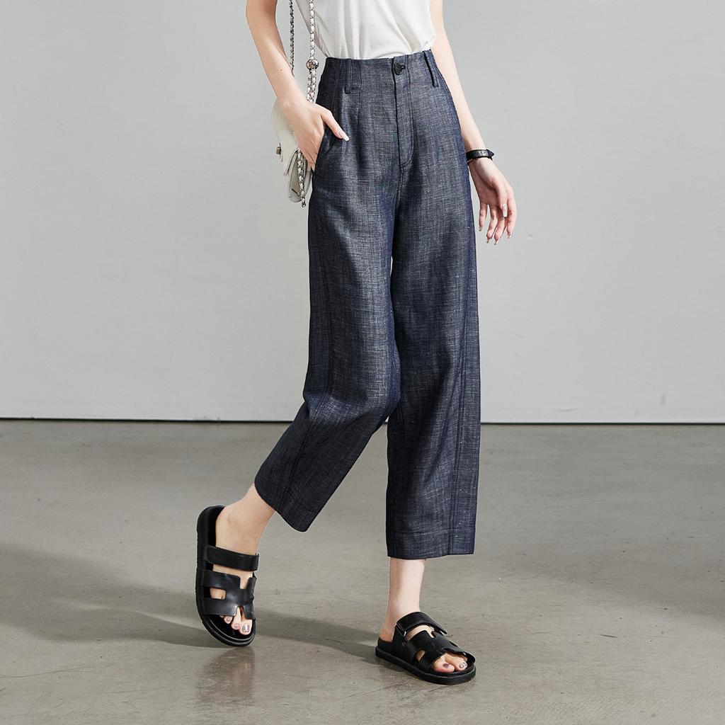 Clear Thread Design with Linen Thin Style Harem Pants for Women In 2026 Summer, Loose and Versatile Casual Cropped Pants