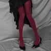 8 Soft Velvet Stockings Retro Wine Red High Elastic Spring Autumn Pantyhose Women Solid Color Slim Legs Fashion Tights Hosiery