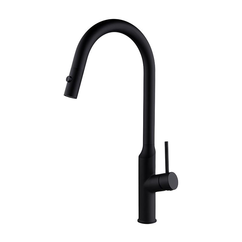 Double Function Water Kitchen Pull-out Sink Faucet Gray 304 Stainless Steel Hot And Cold Water Single-hole Telescopic Sink Tap