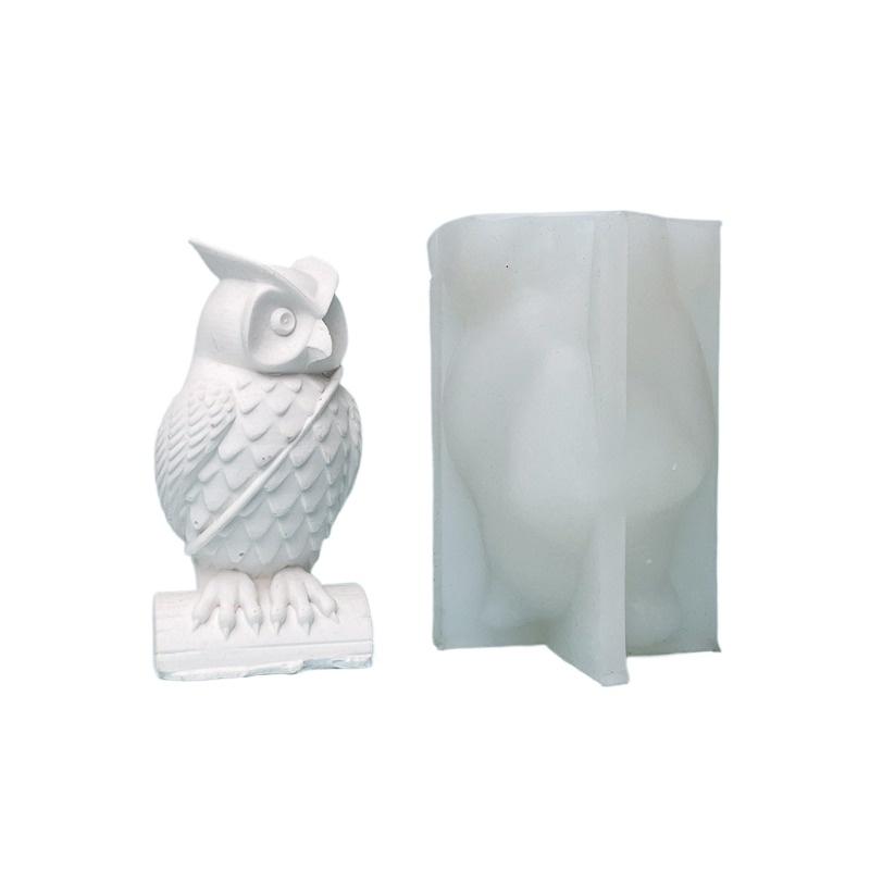 1pcs Owl Silicone Candle Molds 3D Animal Soap Plaster Resin Crafts Casting Mold DIY Handmade Owl Chocolate Ice Cake Baking Tools