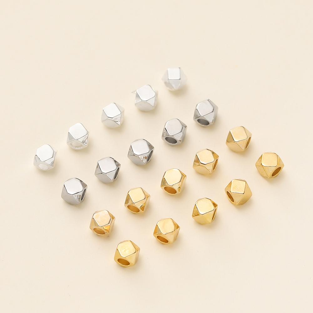 20Pcs/Pack 2*2mm 14/18K Gold Plated Polygonal Spacer Beads For Handmade DIY Jewelry Making Bracelet Necklace Accessories