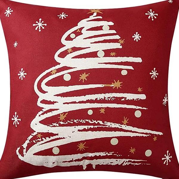 Christmas linen pillowcase, Santa Claus printed pillow, cushion cover, home living room decoration cushion cover