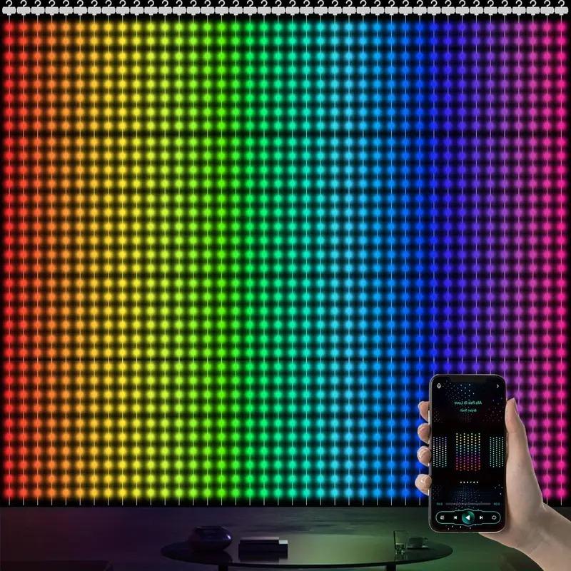 1 Sets LED Curtain Lights String RGB Color Changing with APP Remote Control for Halloween Christmas Wedding Garden Party Decor