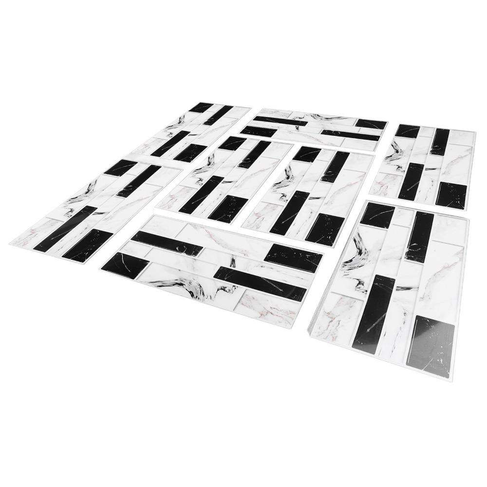24pcs PVC Faux Brick Wall Sticker black white 3.94*7.87in Self Adhesive Wall Tile Rectangle Self-adhesive
