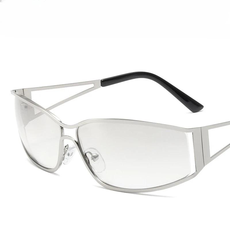 Hollow Out  Sunglasses Women Trendy Gradient 2000'S Wrap Around Sun Glasses Brand Steampunk Shades Mirror Eyeglasses