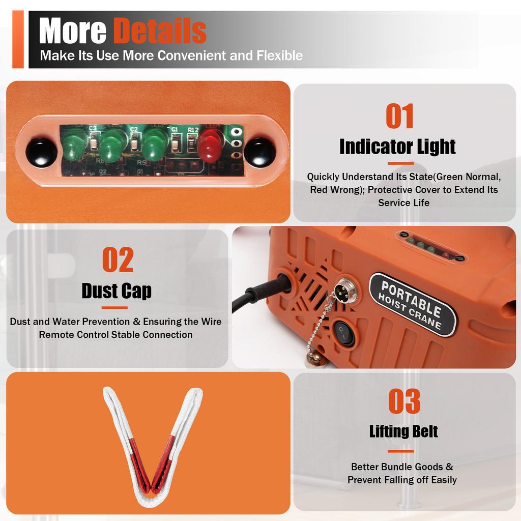 Electric Hoist Winch 1100LBS, 1500W 110V Wireless Remote Control, 3-in-1 Lift Hoist for Garage Warehouse Construction