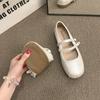 Sheepskin version~ Summer flat-bottomed round-headed beanie shoes, lazy shoes, retro Mary Jane women's single shoes