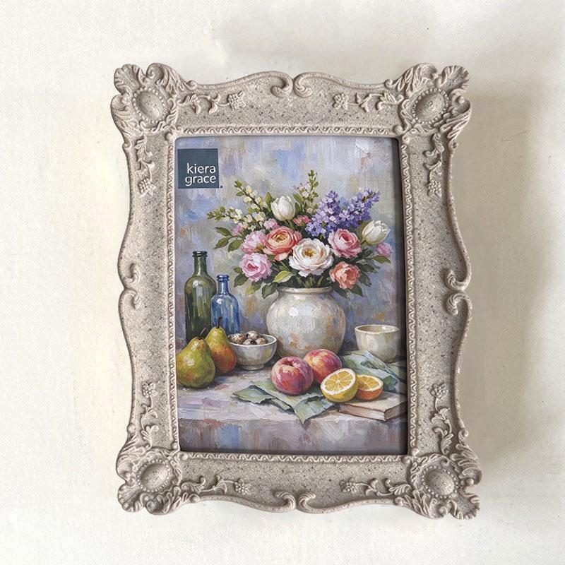 European Retro Carved Resin Photo Frame - Creative Desk or Wall Ornament for Bedroom, Oil Painting Frame.