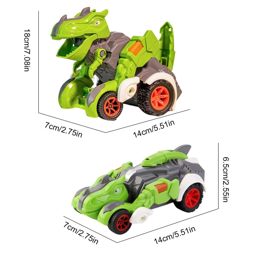 Pull Back Car Toy|Dinosaur Shape Transforming Vehicle Playsets|Friction Driving Dinosaur Carrier Ve