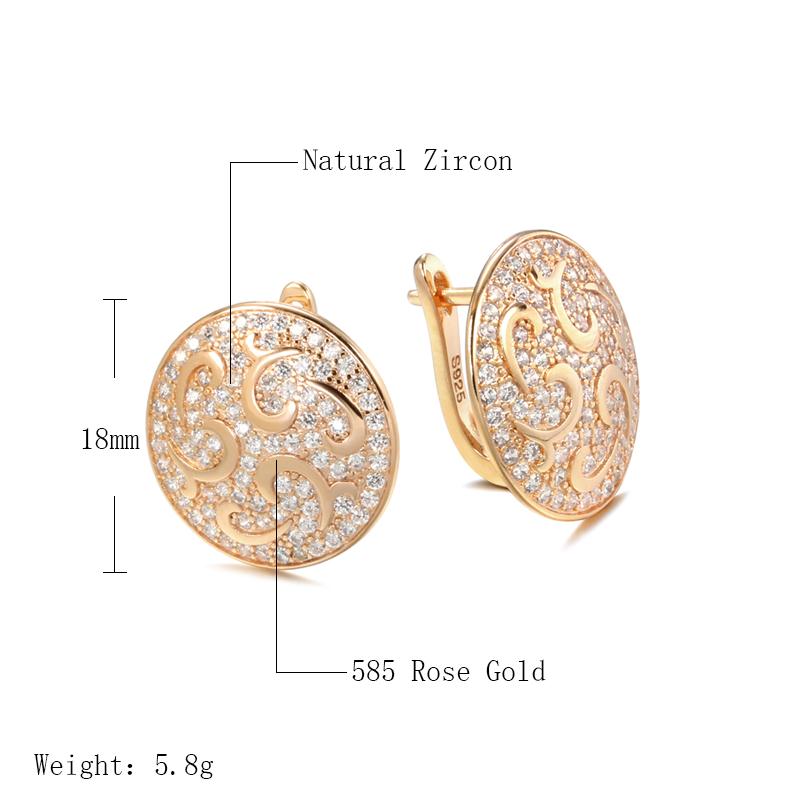Luxury Wedding Natural Zircon English Earrings  Rose Gold Color Crystal Flowers Big Earrings Women Daily Fine Jewelry