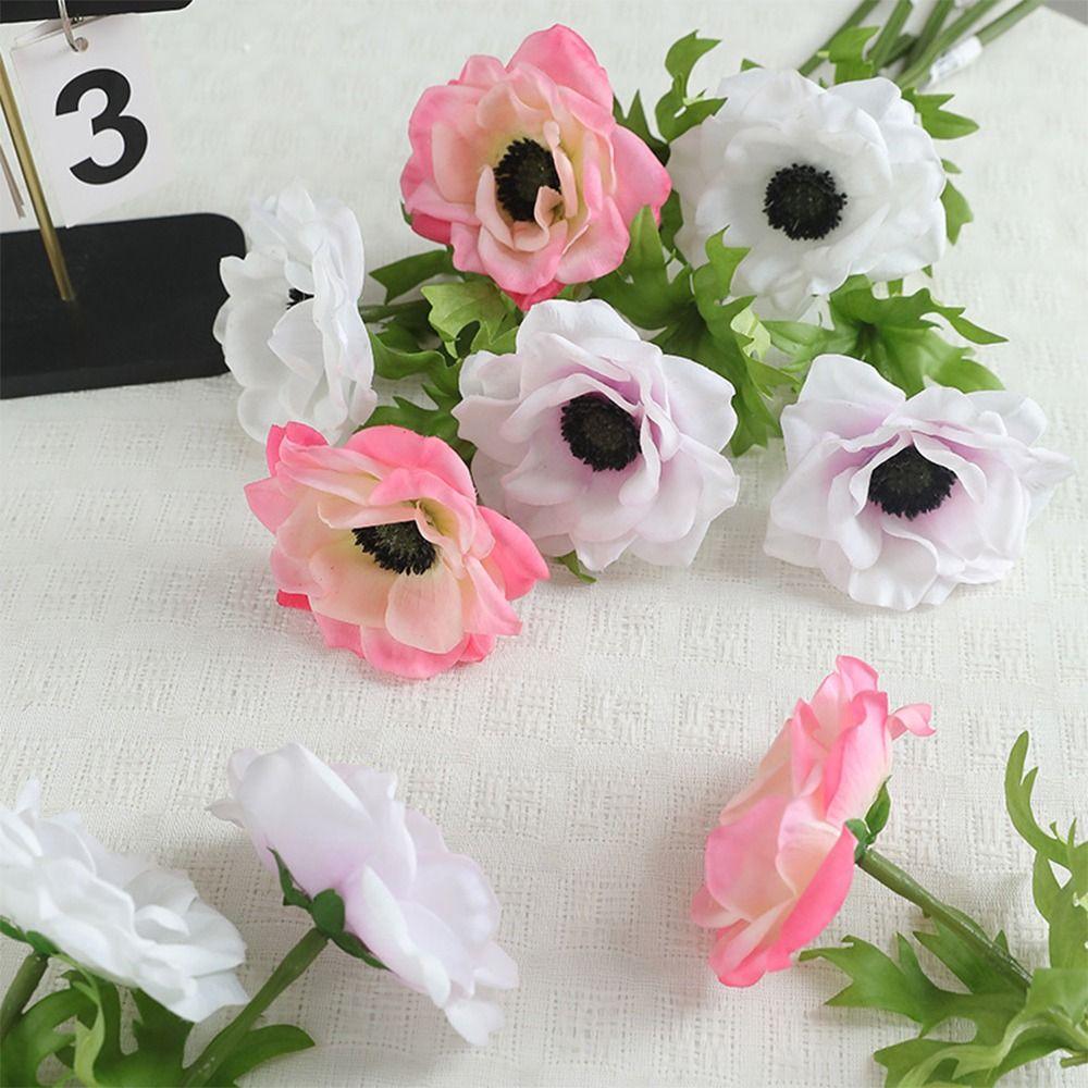 Multicolor Corn Poppy Artificial Flower Green Leaves Faux Flower Fake Flower Home Decoration