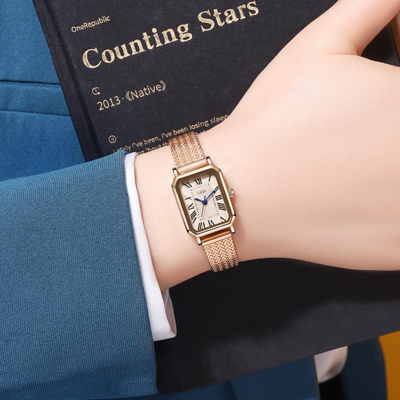 High Value Medieval Women'S Watch Retro Roman High-End Watch Classic Square Plate Quartz Watch