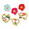 2 Pcs Waterproof 304 Stainless Steel Charms 18K Gold Plated Flower Heart Hummingbird Clear Rhinestone Pendants For DIY Necklace