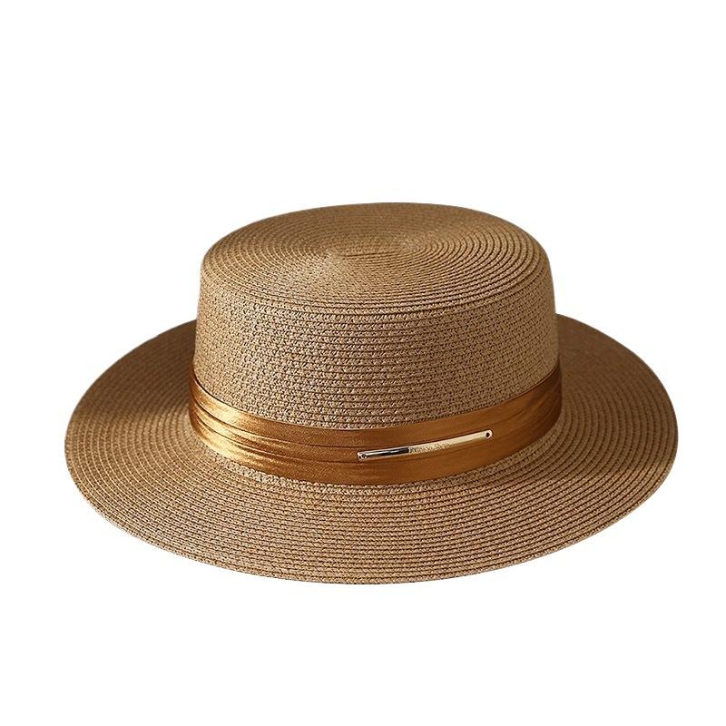 White top hat women's summer shade straw hat Internet celebrity beach vacation show face small sun hat