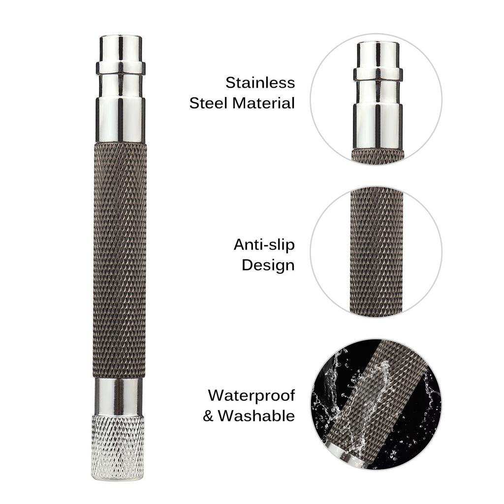 Shaving Handle for Double Edge Shaving Razor Stainless Steel Safety Beard Razor Replacement Razor Handle Grip Manual