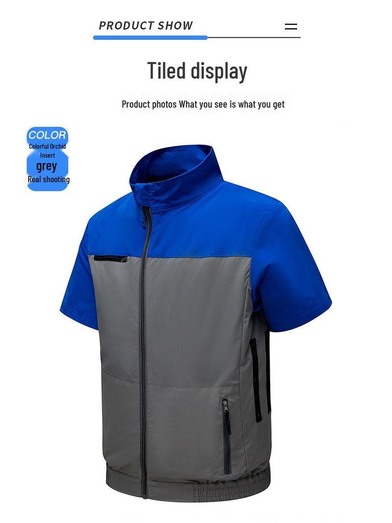 Cooling Air Conditioning Vest with Fan: Sun Protection Short Sleeve for Outdoor Heatstroke Prevention