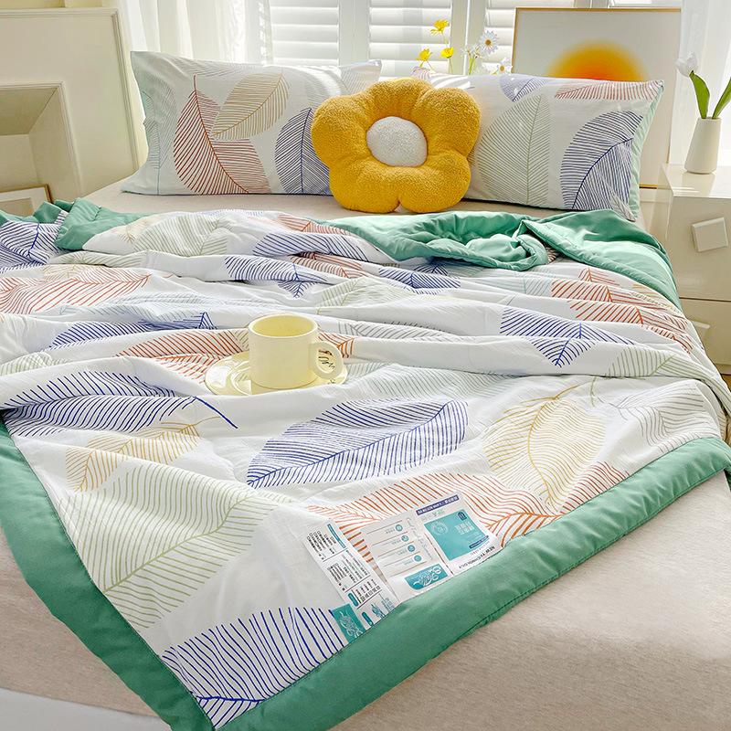 Cartoon Cotton Linen Summmer Blanket Breathable Adult Child Quilt for Summer Washable Air Conditioning Comforter Lightweight