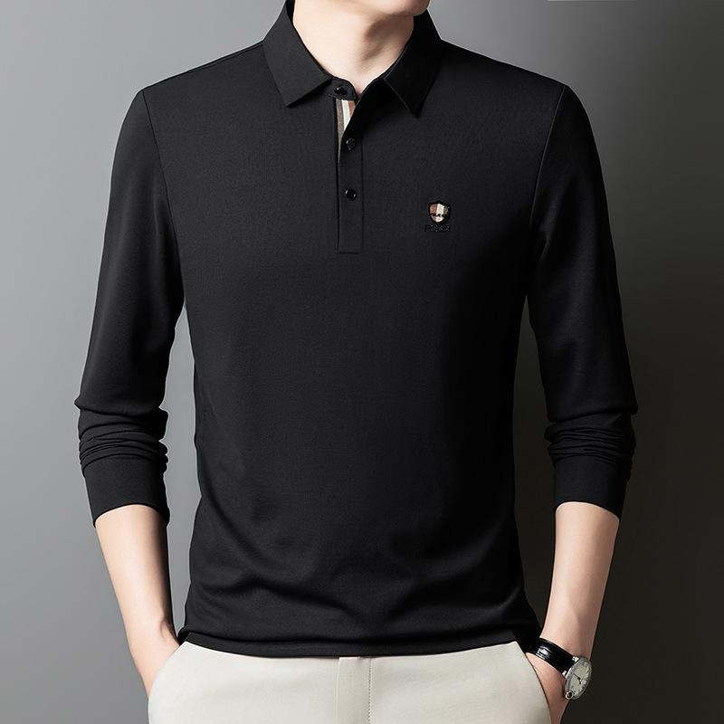 Traceless Long-Sleeved Polo Shirt Men'S Senior Sense Business Casual Elastic Lapel Polo