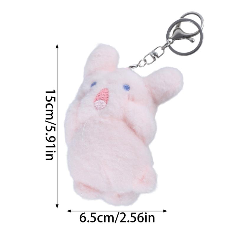 Cute Plush Cat Rabbit Bear Dog Keychain Pendant Lovely Shouting Animals Keyring Charm for Purse Bag Backpack Handbag
