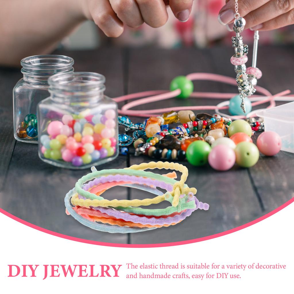 6Pcs Multi Color Elastic Cord for Jewelry Making Stretchy Bracelet String DIY Beading Thread Hair Tie Craft Rope Skin Safe 5M