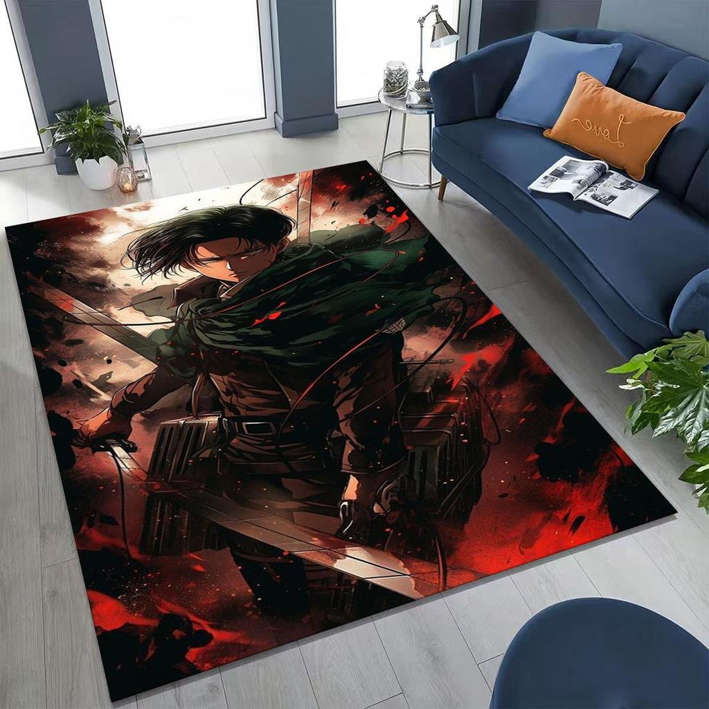 2026 New Anime Attack on Titan Eren Mikasa Cartoon Rug for Bedroom Living Room Sofa Home Doormat Decor,Kids Non-slip Floor Mat