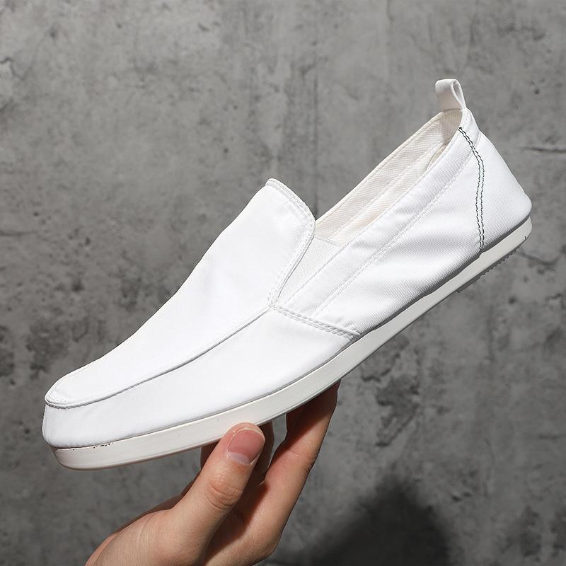 

Новые мужские туфли из парусины Мужские туфли без застежек Летние осенние дышащие повседневные кроссовки Старые пекинские тканевые туфли 39 белый
