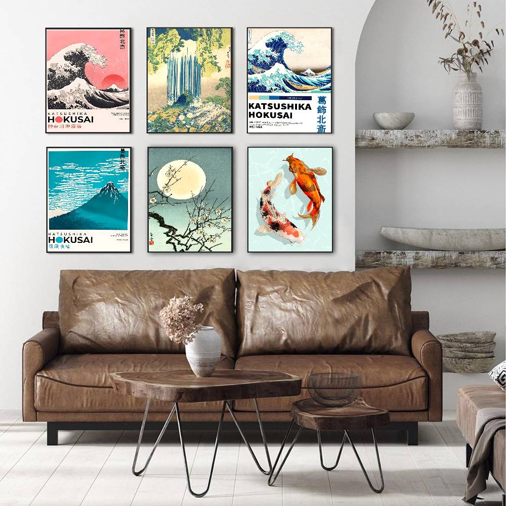Hokusai Ohara Koson Japanese Art Whitepaper Poster Waterproof Paper Sticker Coffee House Bar Aesthetic Art Wall Painting