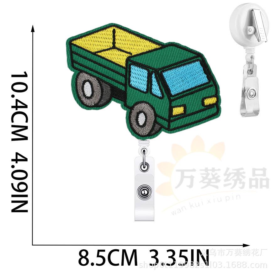 Car Easy-Pull Buckle Embroidery Cloth Sticker Cute Construction Vehicle Clothes Patch Sticker Crocodile Clip Truck Embroidery Chapter Boy