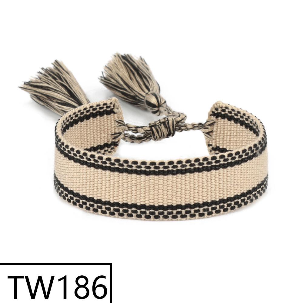 Customizable Handmade Bohemian Tassel Bracelet with Embroidered Logo - European & American Ethnic Friendship Style