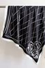 Women' Scarf 90X90 "Black Classic" - Imitation Silk with a Floral Pattern