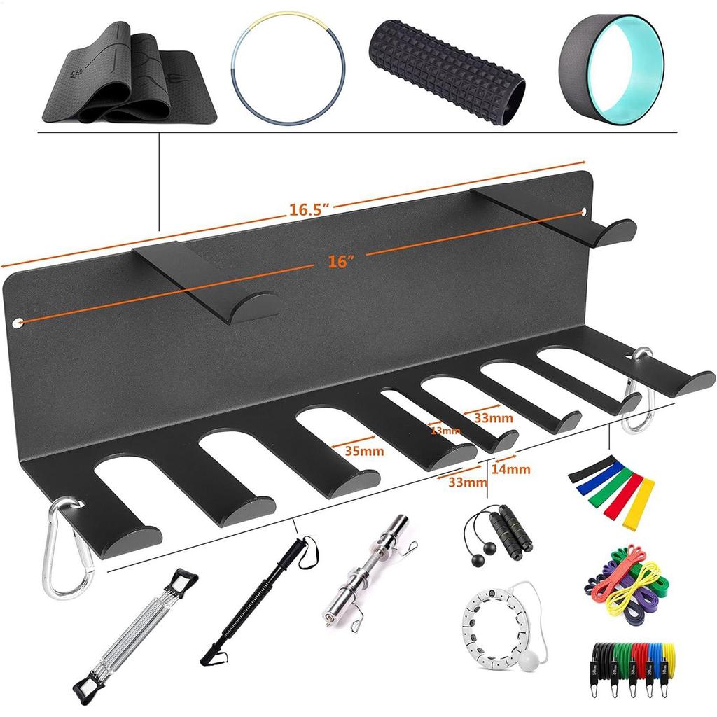 Gym Accessory Rack Gym Equipment Storage Wall-Mounted Heavy-Duty Shelves Organizer Space-Saving Hanger Multi-Purpose For