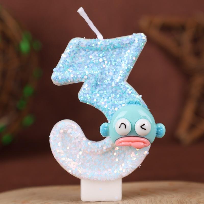 Ugly Fish Cartoon Number Birthday Candle Cake Decoration Holiday Birthday Celebration Handmade Candle 0-9diy