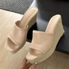 Fashion Summer Women Open Toe Slippers Hot Selling Women's Shoes  Fashion Solid Platform Wedges Rattan Weave High Heels Concise Shoes