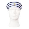 Fashion Sailor Hat with White&Blue Stripe Navy Hat with Anchor Print Cosplay Hat