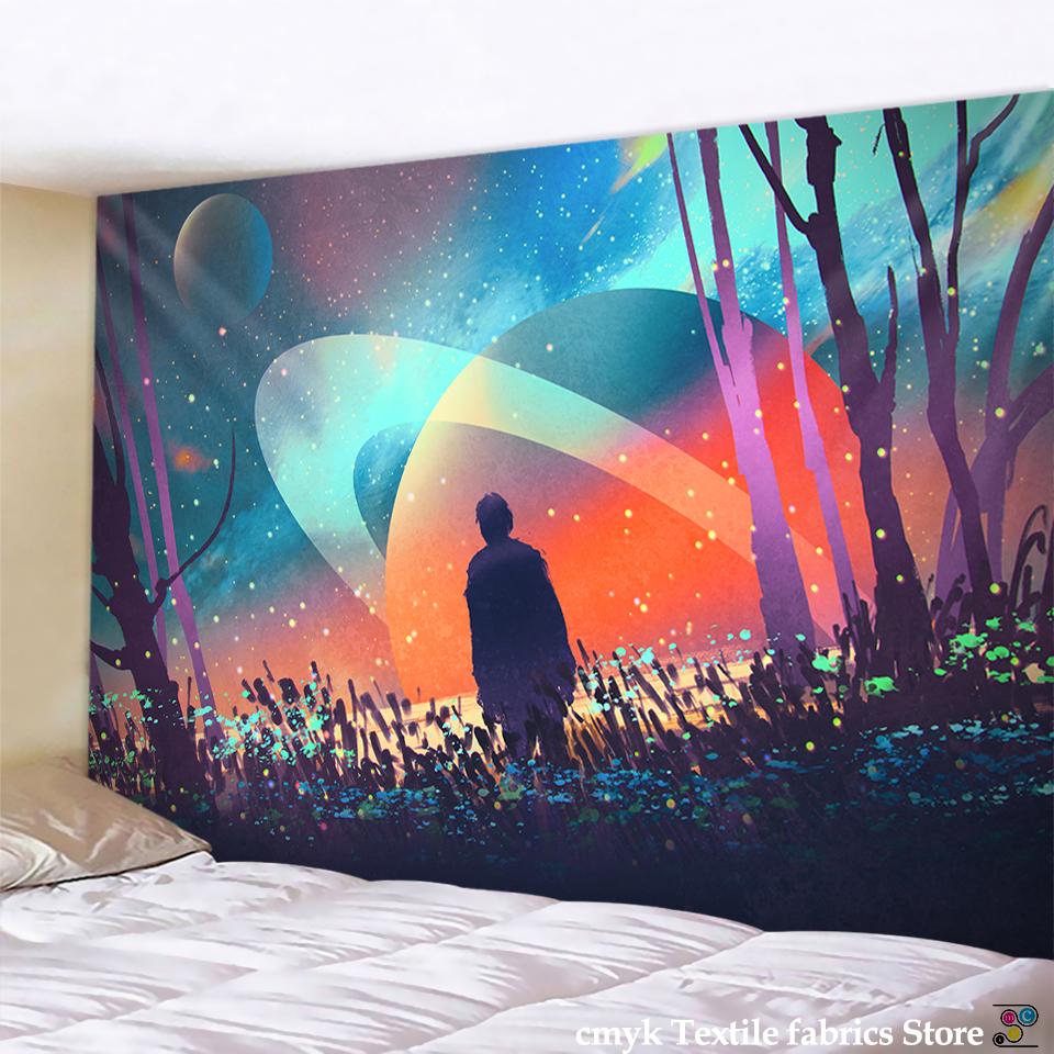 Tapiserie cu raze psihedelice, agățat pe perete, hippie colorat, vrăjitorie, covoraș de masă boem, pentru dormitor, studiu, decor artistic