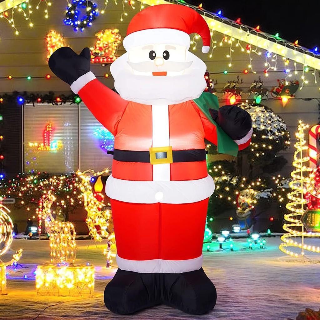 6 FT Holiday Yard Decoration Supplies Christmas Inflatable Santa Claus Christmas Inflatables Outdoor Decorations LED Lights