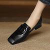Fashion Chunky Woman Leather Shoes Square Toe Dress Office Loafers Shoes Woman Trend Designer New Elegant Heels Shoes Female Pumps