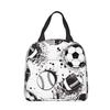 Cartoon Soccer Ball Football Insulated Lunch Bags Large Reusable Thermal Bag Tote Lunch Box College Picnic Men Women