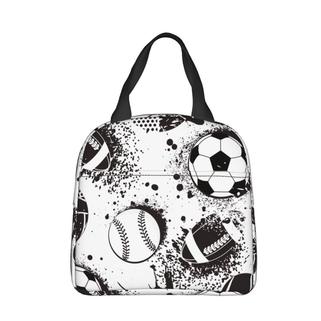Cartoon Soccer Ball Football Insulated Lunch Bag Thermal Bag Reusable High Capacity Lunch Box Tote Food Bag Beach Outdoor