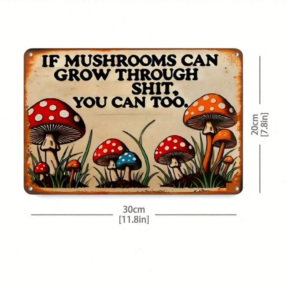 

Funny Mushroom Metal Wall Sign Vintage Home Decor Gift for Garden Office Cafe Halloween Housewarming 20x20 разноцветный