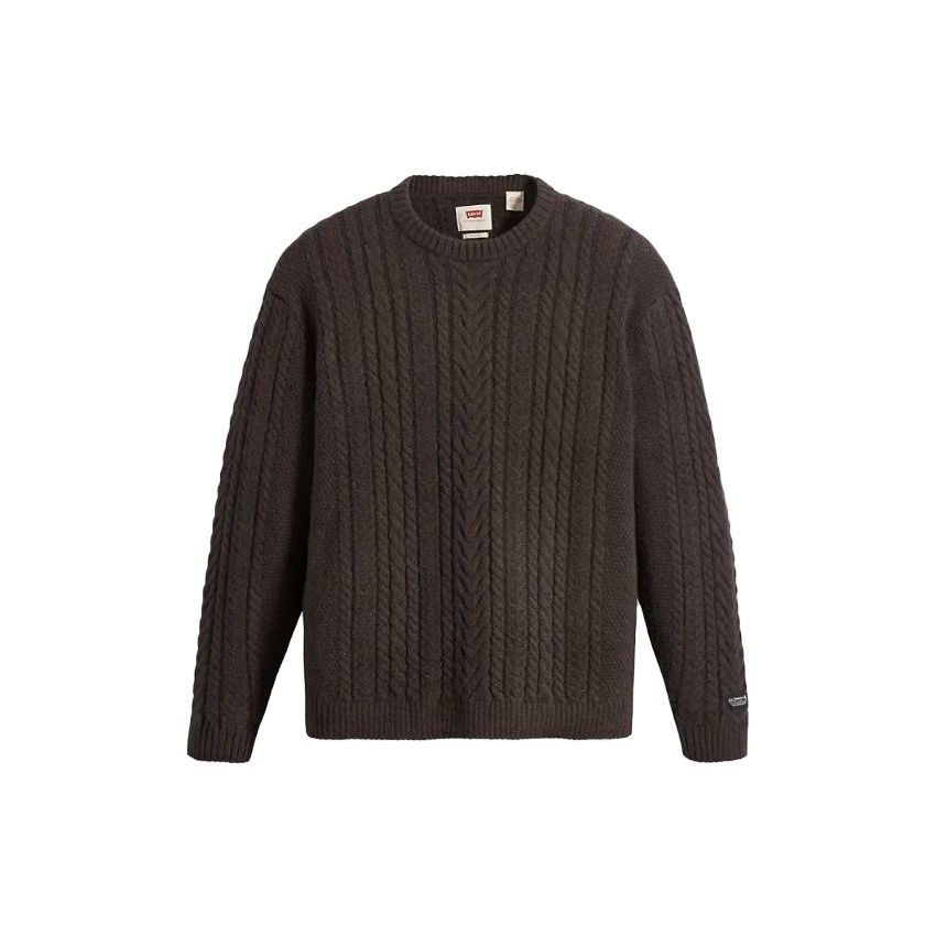 Levis Solid Color Crew Neck Pullover Sweater Men sweater Raven-Black A0708-0015
