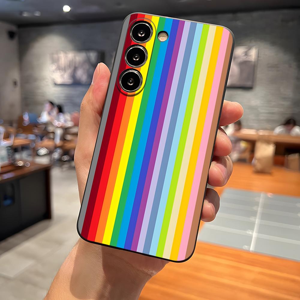 Capa de Celular Colorida com Listras Arco-Íris Para Samsung S26 S24 Ultra S25 S23 Fe S22 S20 S21 Plus A16 A54 A34 A53 Tampa Traseira