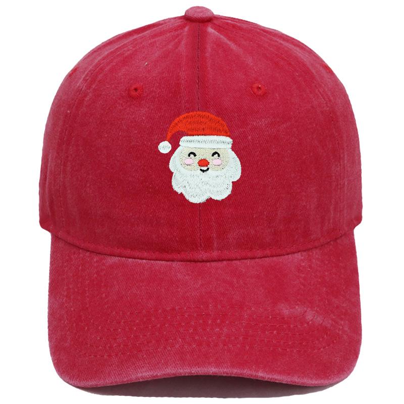 

Vintage Santa Claus Embroidered Baseball Cap - Unisex Christmas Gift, Casual Versatile Style Adjustable 56-58cm червоний