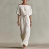 European and American Summer New Elegant Casual Solid Color Medium Sleeve One-word Collar Women's Dress
