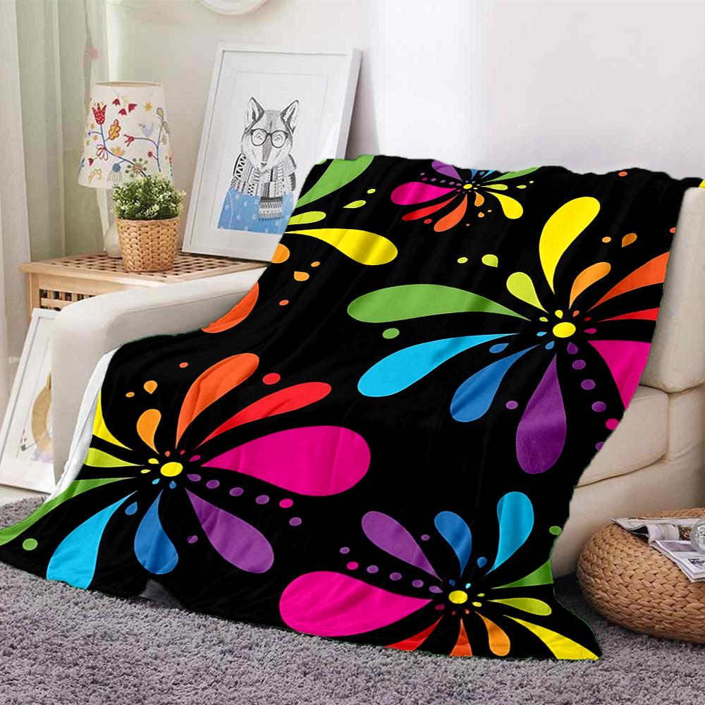 1pc Colorful Floral Pattern Blanket Warm, Cozy, And Soft, Suitable for Sofas, Beds, Cars, And Office Use.Perfect for Camping And Travel, Making It a G