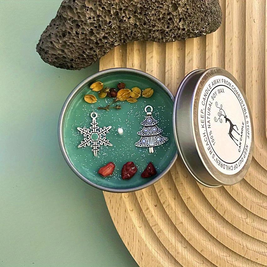 Candele profumate con fiori secchi in cristallo Accessori in rame antico Aromaterapia Candele in barattolo di latta d'argento Candele fatte a mano